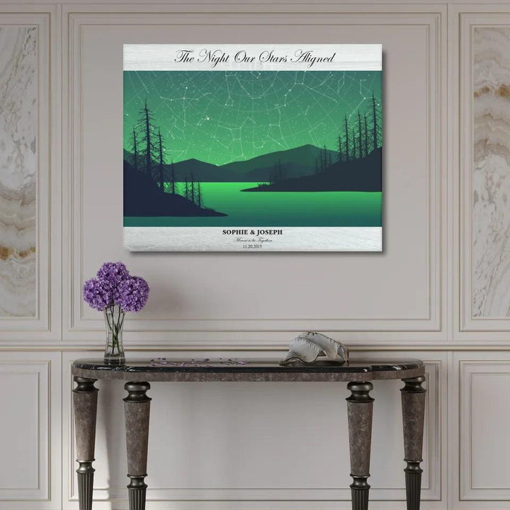 Custom Wall Art - Green River Landscape Star Map - ARTFULANE