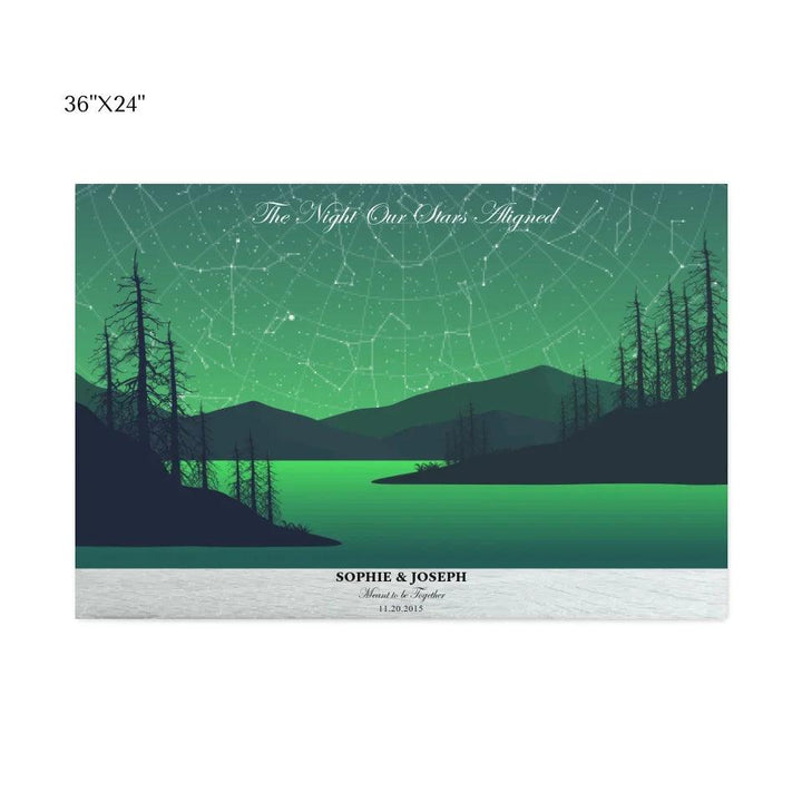 Custom Wall Art - Green River Landscape Star Map - ARTFULANE