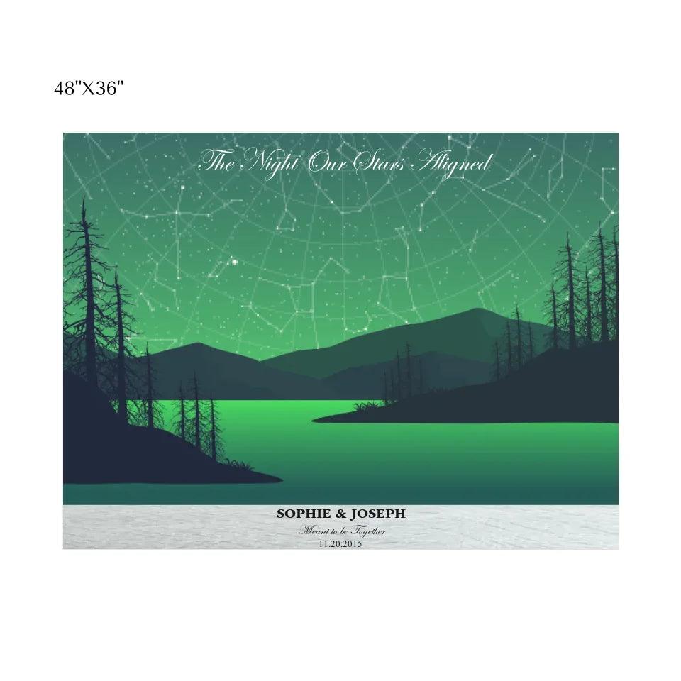 Custom Wall Art - Green River Landscape Star Map - ARTFULANE