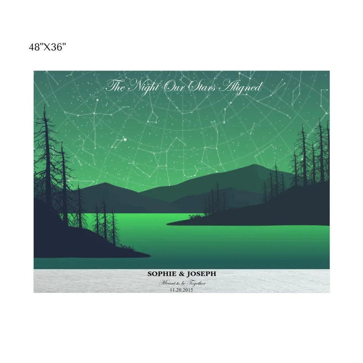 Custom Wall Art - Green River Landscape Star Map - ARTFULANE