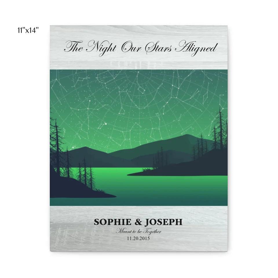 Custom Wall Art - Green River Landscape Star Map - ARTFULANE