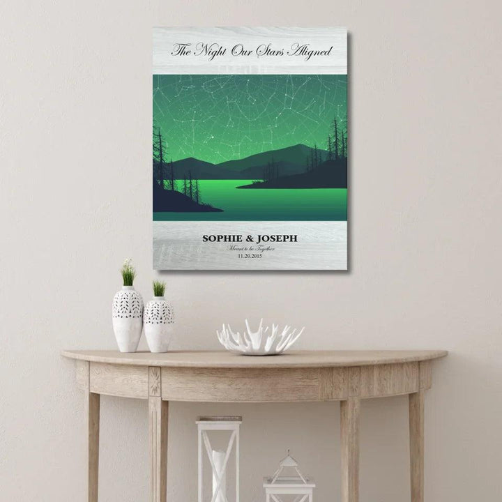 Custom Wall Art - Green River Landscape Star Map - ARTFULANE