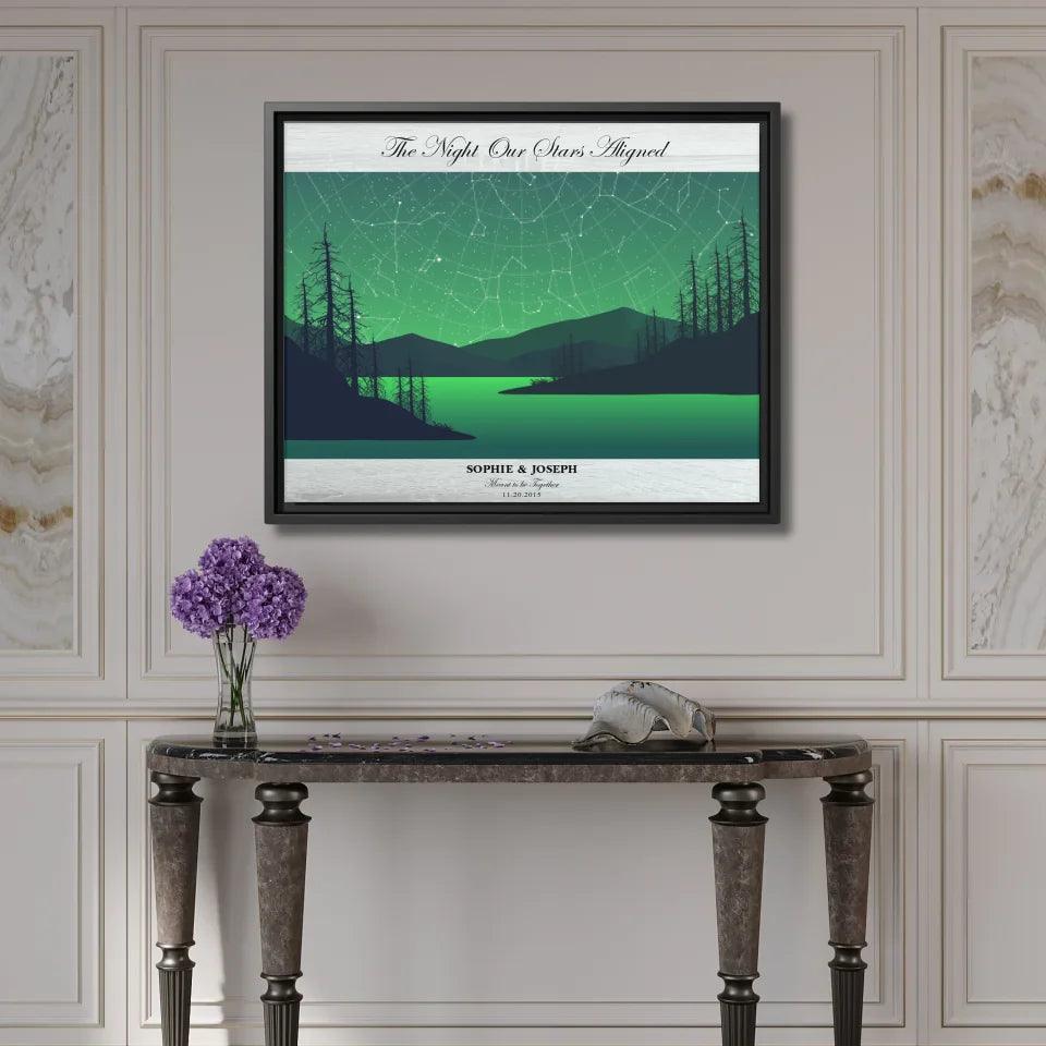 Custom Wall Art - Green River Landscape Star Map - ARTFULANE