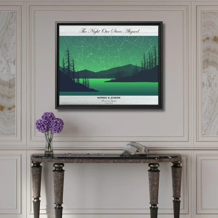 Custom Wall Art - Green River Landscape Star Map - ARTFULANE