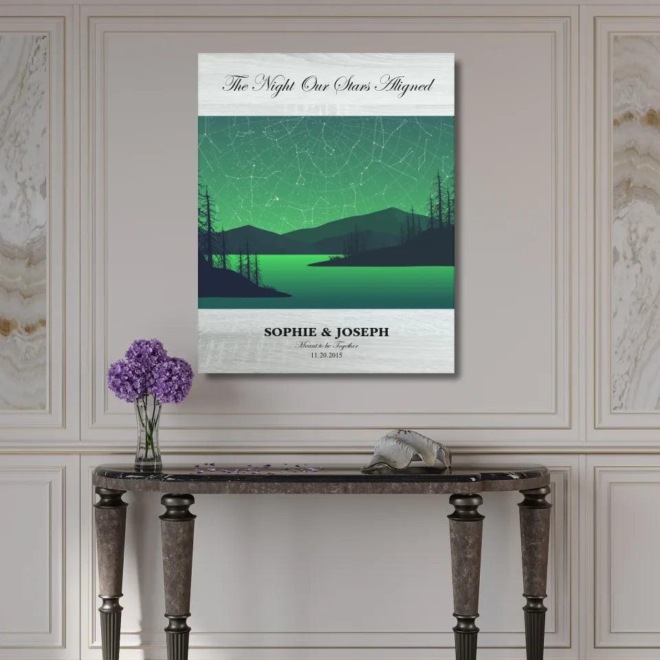 Custom Wall Art - Green River Landscape Star Map - ARTFULANE