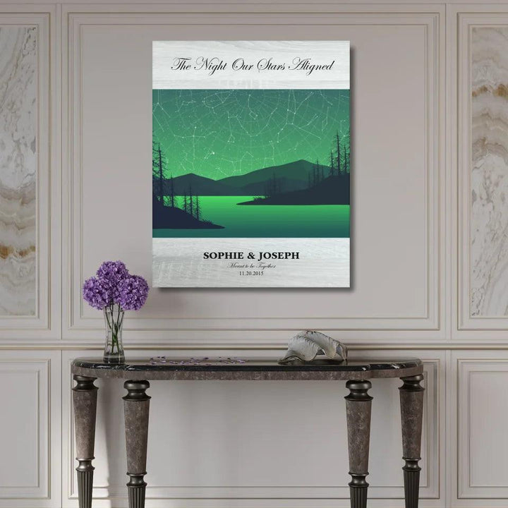 Custom Wall Art - Green River Landscape Star Map - ARTFULANE