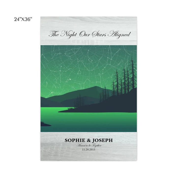 Custom Wall Art - Green River Landscape Star Map - ARTFULANE