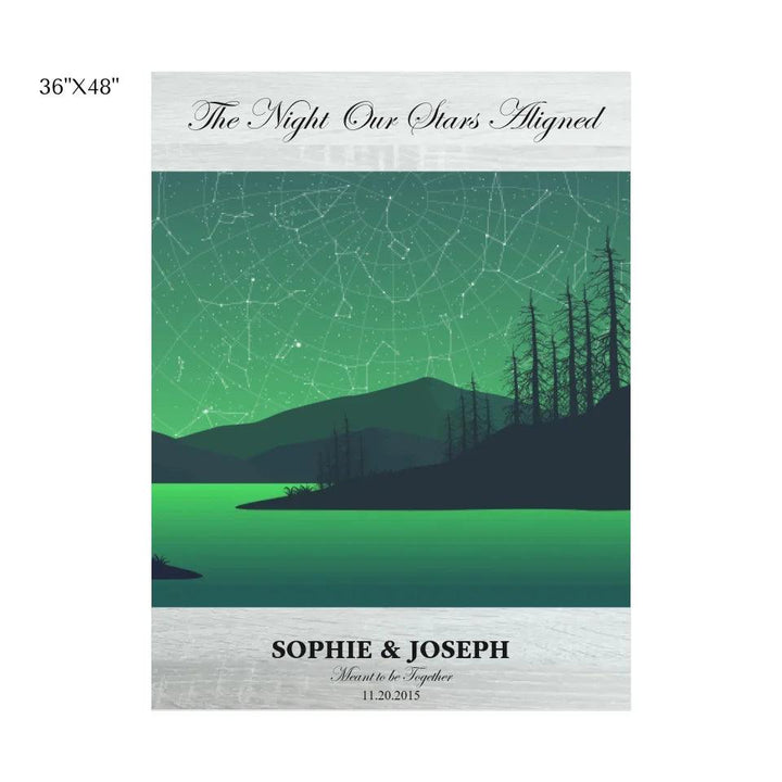 Custom Wall Art - Green River Landscape Star Map - ARTFULANE
