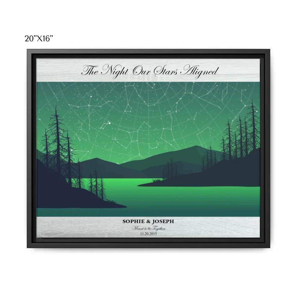 Custom Wall Art - Green River Landscape Star Map - ARTFULANE