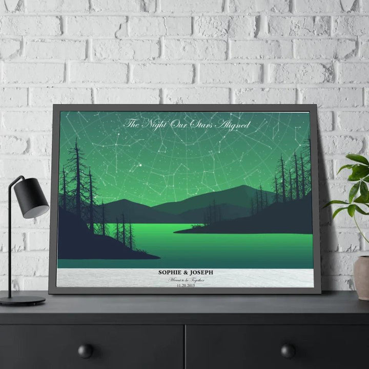 Custom Wall Art - Green River Landscape Star Map - ARTFULANE