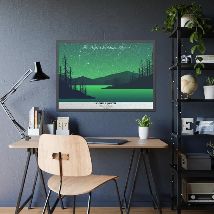 Custom Wall Art - Green River Landscape Star Map - ARTFULANE