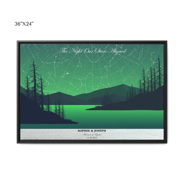 Custom Wall Art - Green River Landscape Star Map - ARTFULANE