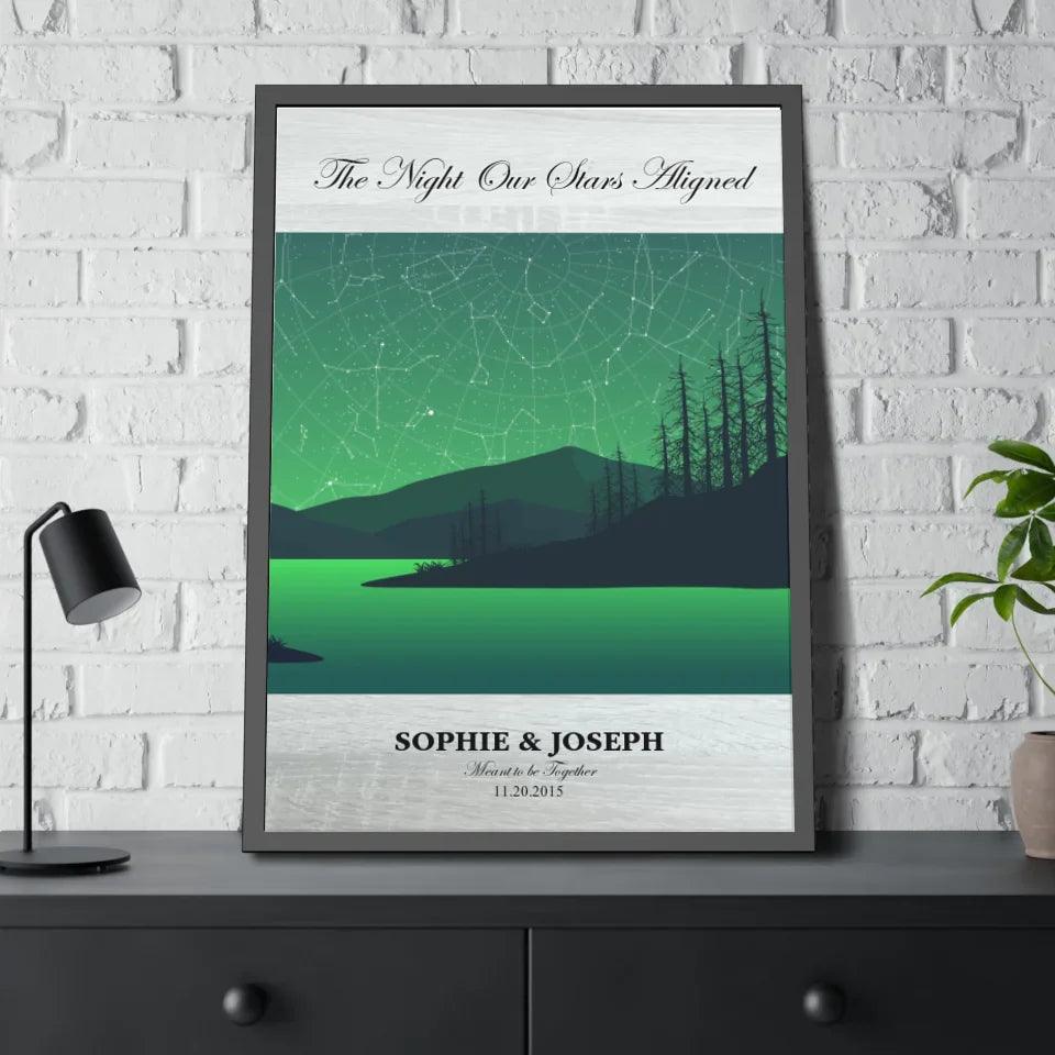 Custom Wall Art - Green River Landscape Star Map - ARTFULANE