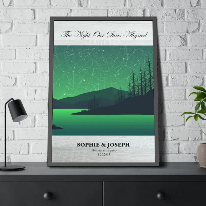 Custom Wall Art - Green River Landscape Star Map - ARTFULANE
