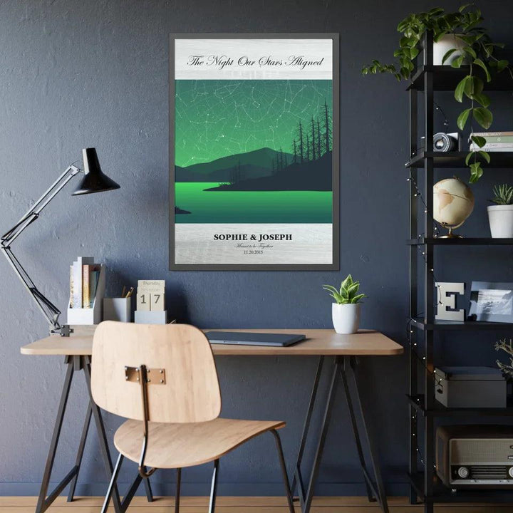 Custom Wall Art - Green River Landscape Star Map - ARTFULANE