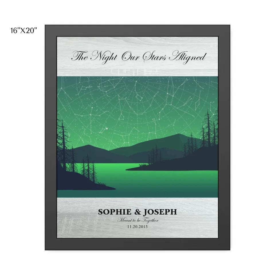 Custom Wall Art - Green River Landscape Star Map - ARTFULANE