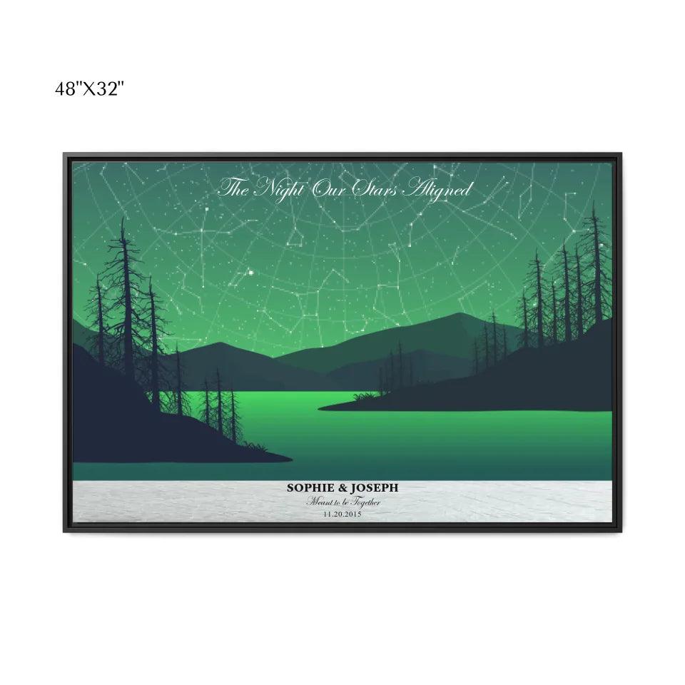 Custom Wall Art - Green River Landscape Star Map - ARTFULANE