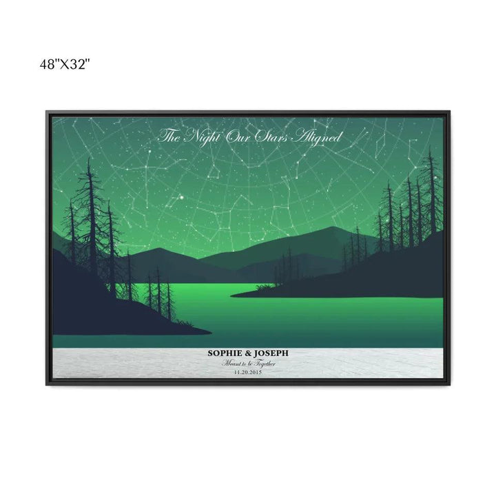 Custom Wall Art - Green River Landscape Star Map - ARTFULANE
