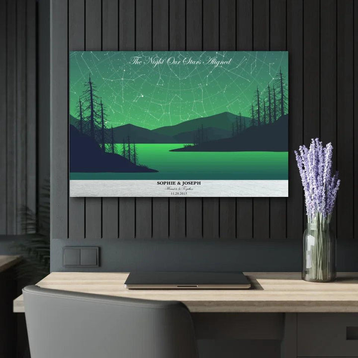 Custom Wall Art - Green River Landscape Star Map - ARTFULANE
