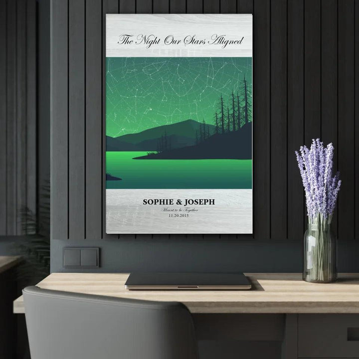 Custom Wall Art - Green River Landscape Star Map - ARTFULANE