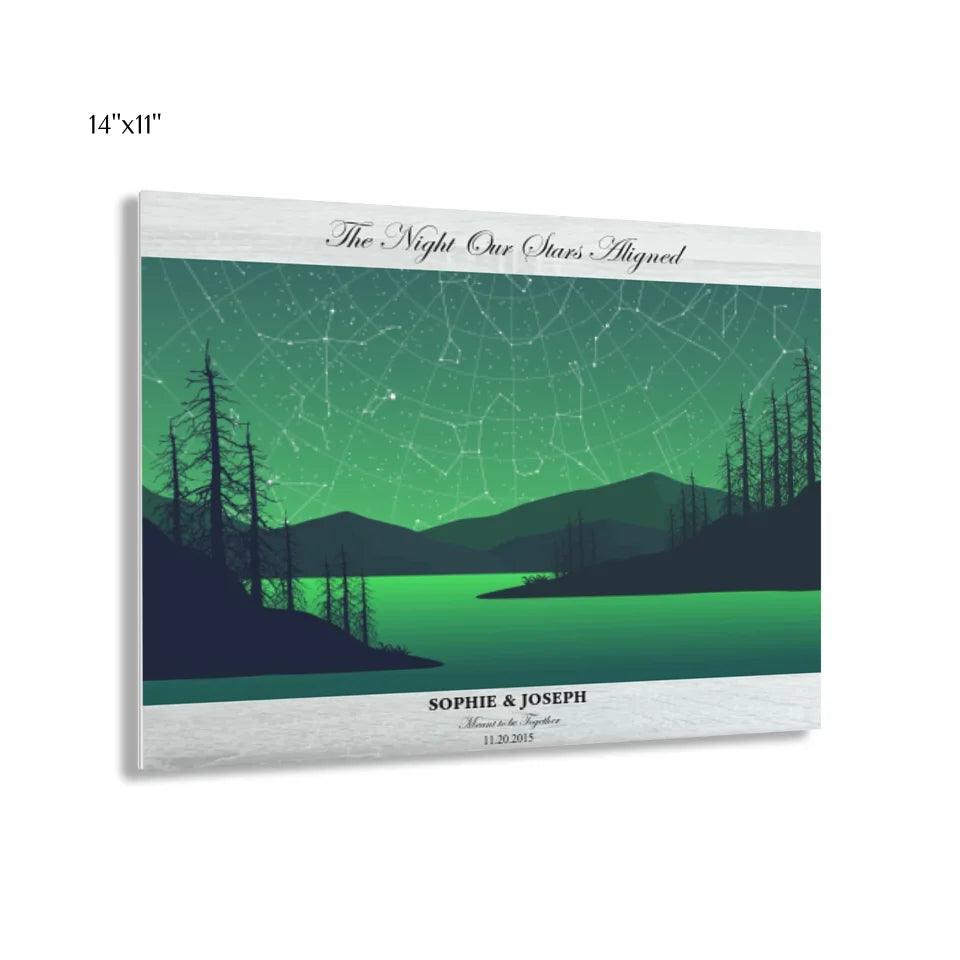 Custom Wall Art - Green River Landscape Star Map - ARTFULANE