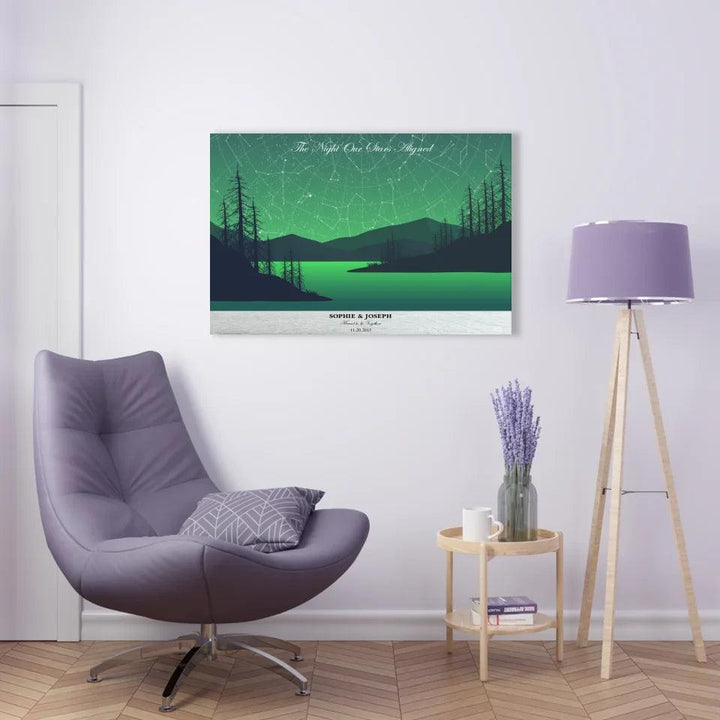 Custom Wall Art - Green River Landscape Star Map - ARTFULANE