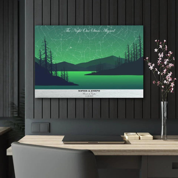 Custom Wall Art - Green River Landscape Star Map - ARTFULANE