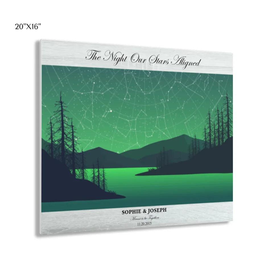 Custom Wall Art - Green River Landscape Star Map - ARTFULANE