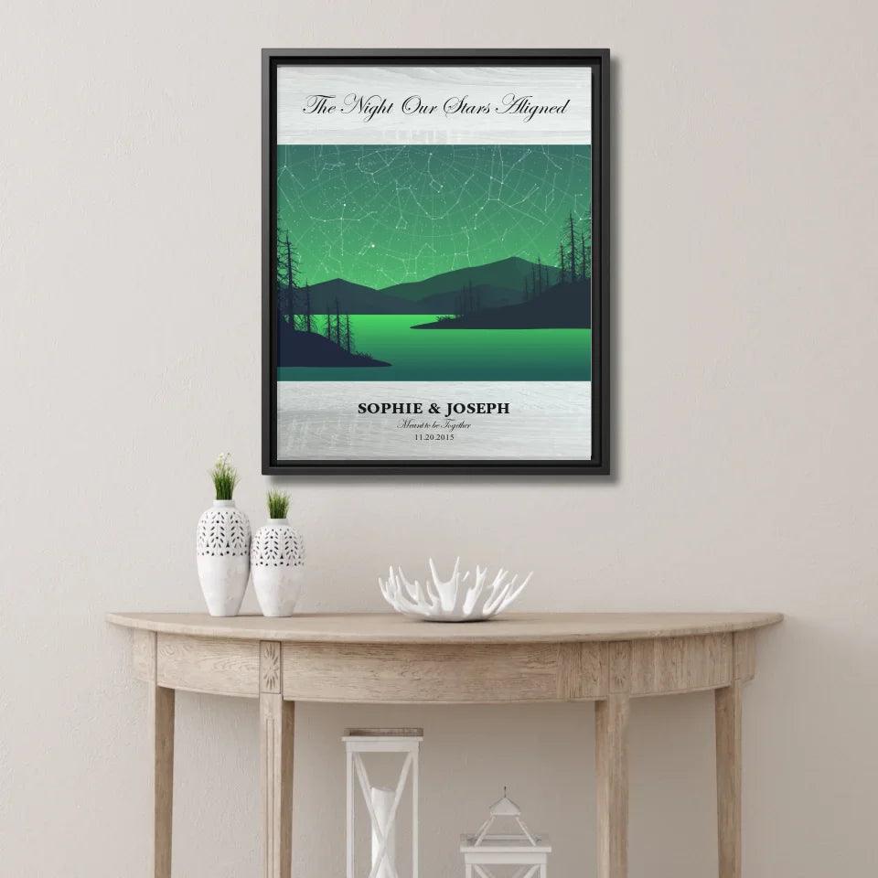 Custom Wall Art - Green River Landscape Star Map - ARTFULANE