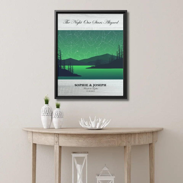 Custom Wall Art - Green River Landscape Star Map - ARTFULANE