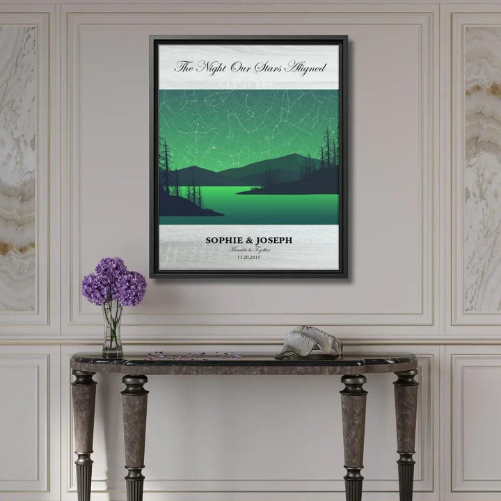 Custom Wall Art - Green River Landscape Star Map - ARTFULANE
