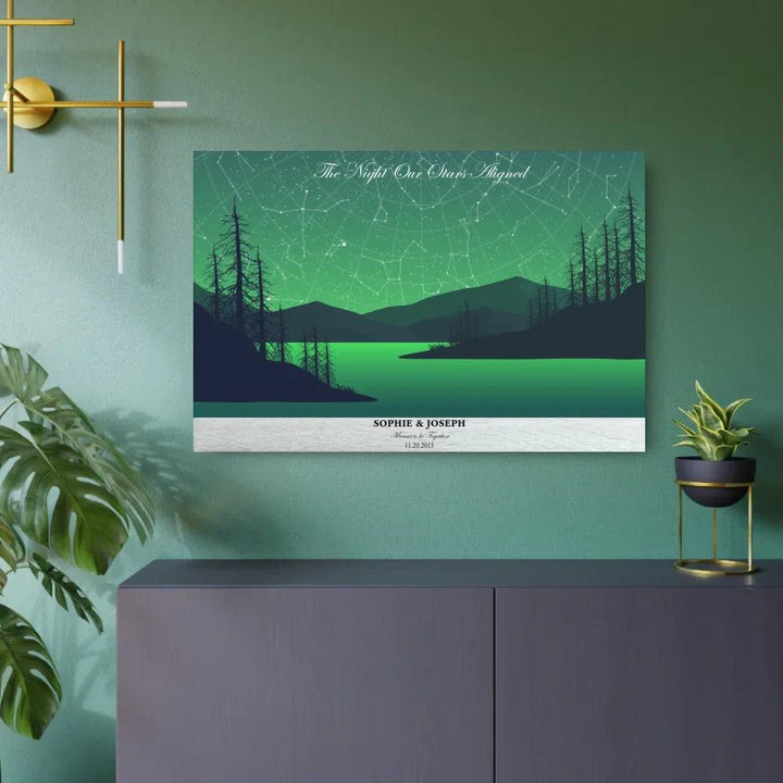 Custom Wall Art - Green River Landscape Star Map - ARTFULANE