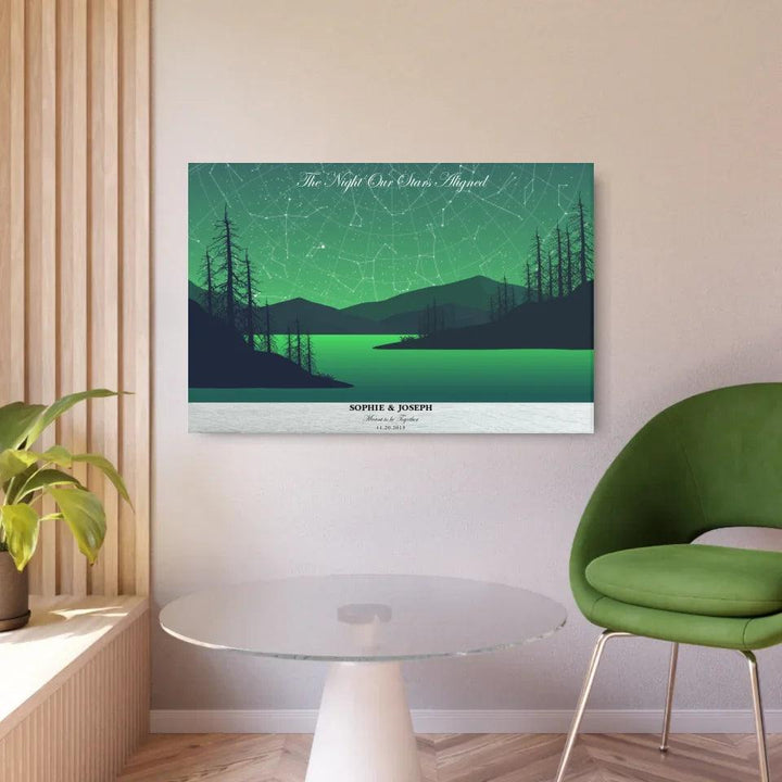 Custom Wall Art - Green River Landscape Star Map - ARTFULANE
