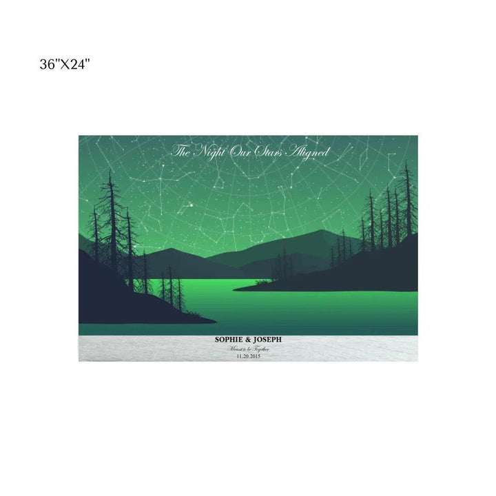 Custom Wall Art - Green River Landscape Star Map - ARTFULANE