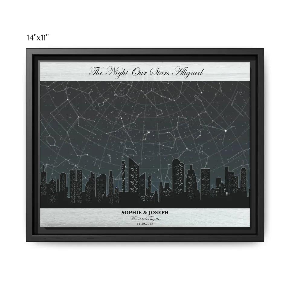 Custom Wall Art - Grey Cityscape Star Map - ARTFULANE