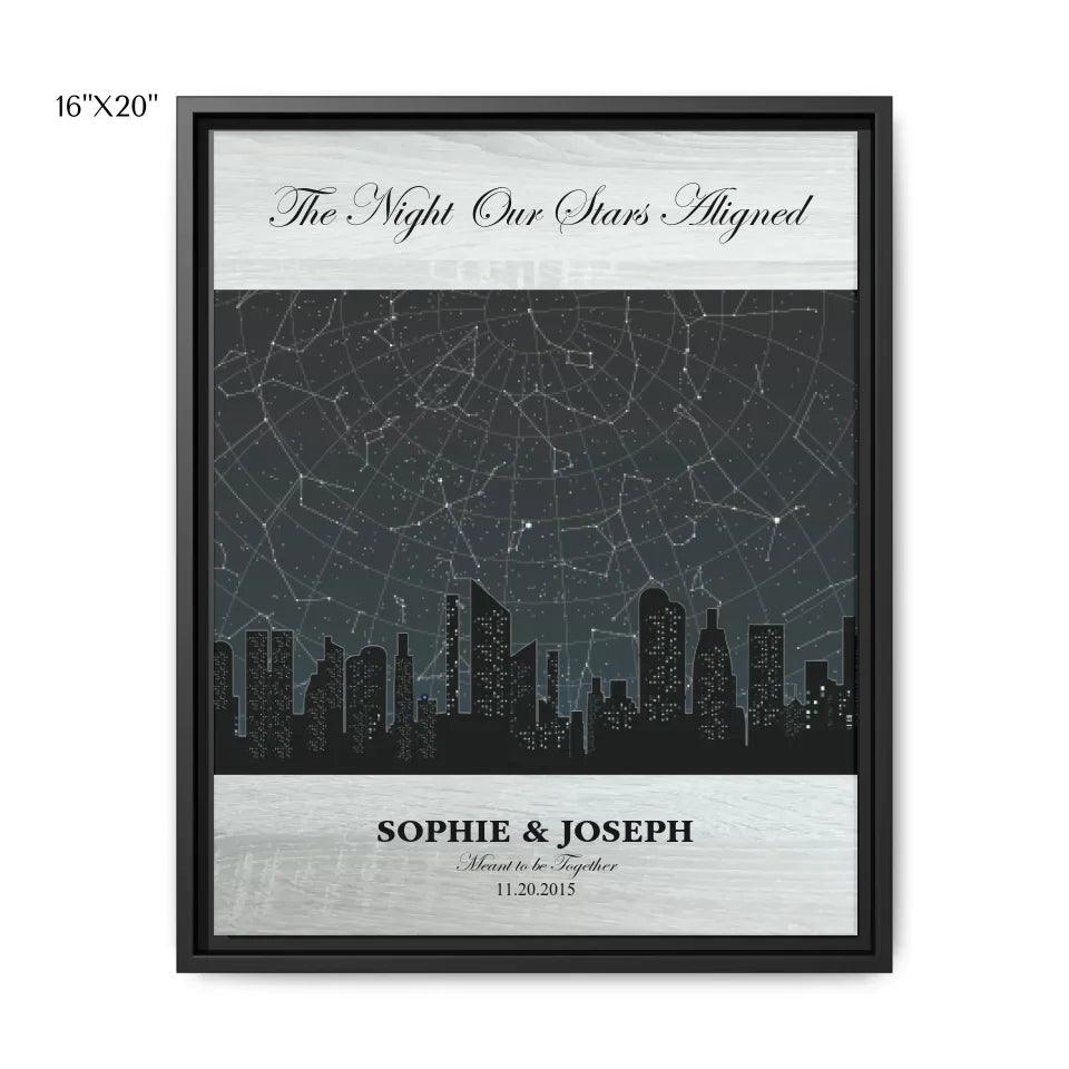 Custom Wall Art - Grey Cityscape Star Map - ARTFULANE
