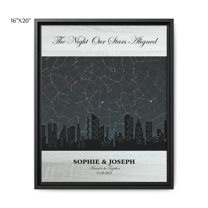Custom Wall Art - Grey Cityscape Star Map - ARTFULANE