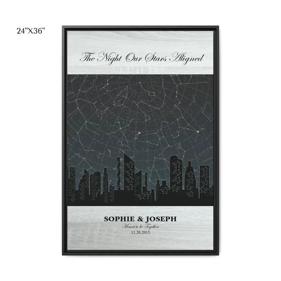 Custom Wall Art - Grey Cityscape Star Map - ARTFULANE