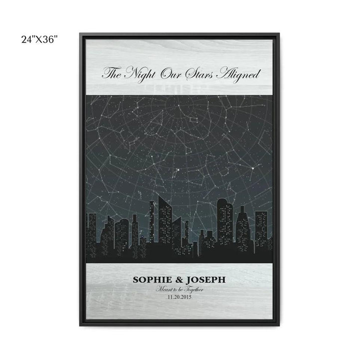Custom Wall Art - Grey Cityscape Star Map - ARTFULANE
