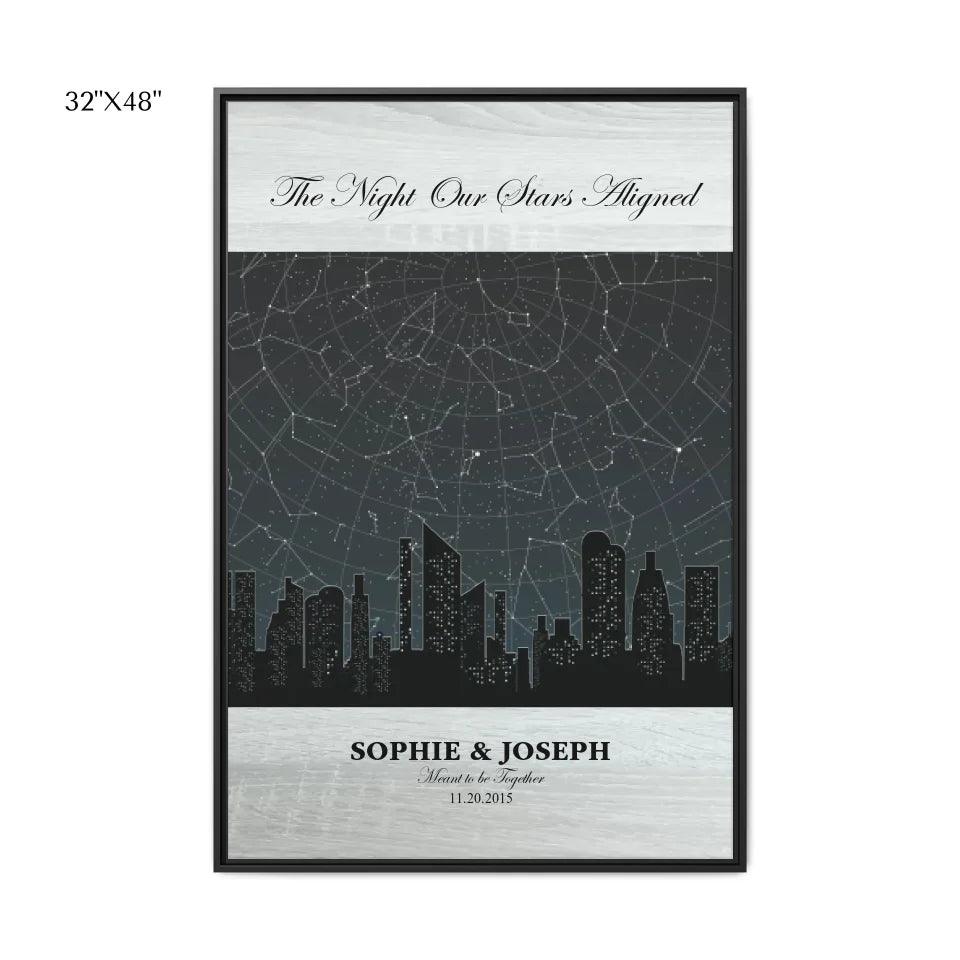 Custom Wall Art - Grey Cityscape Star Map - ARTFULANE
