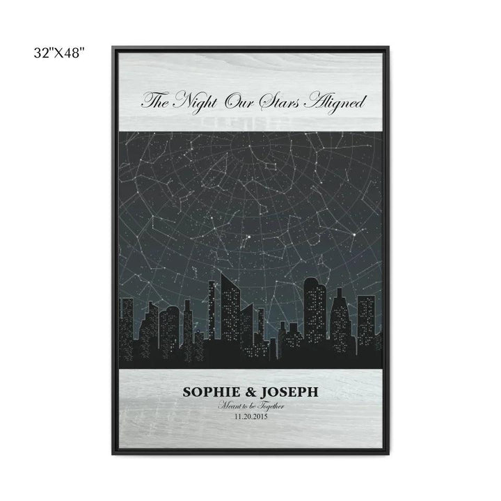 Custom Wall Art - Grey Cityscape Star Map - ARTFULANE
