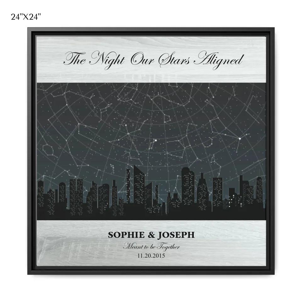 Custom Wall Art - Grey Cityscape Star Map - ARTFULANE