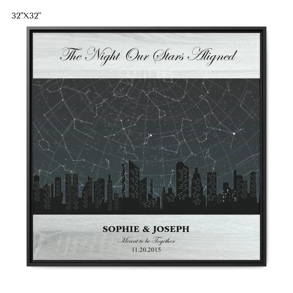 Custom Wall Art - Grey Cityscape Star Map - ARTFULANE