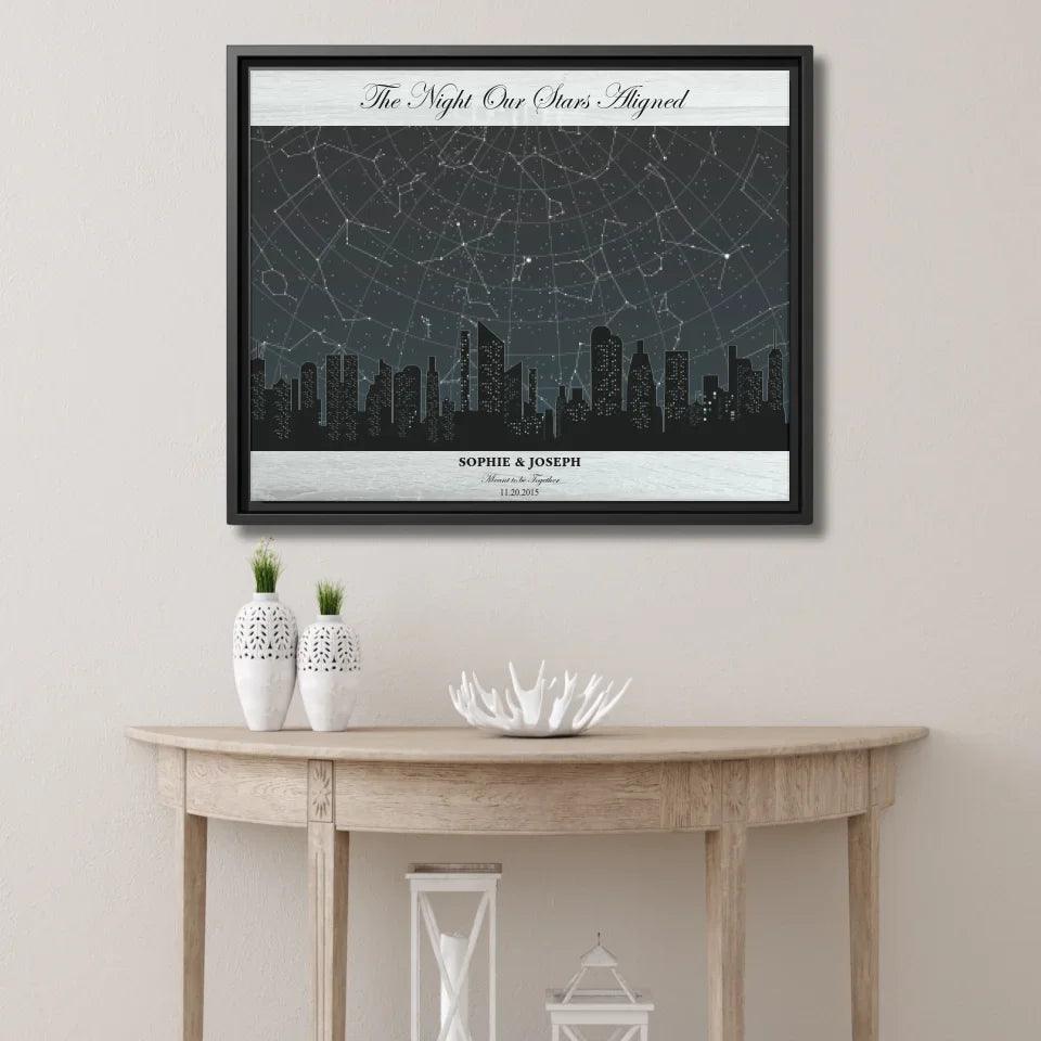 Custom Wall Art - Grey Cityscape Star Map - ARTFULANE