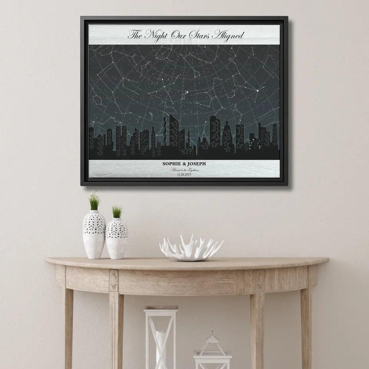 Custom Wall Art - Grey Cityscape Star Map - ARTFULANE