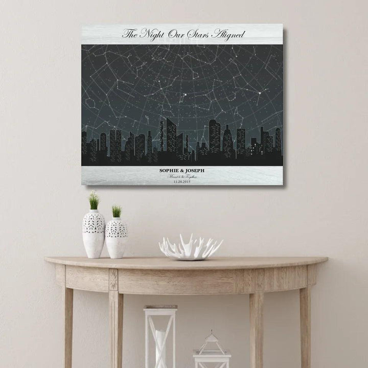 Custom Wall Art - Grey Cityscape Star Map - ARTFULANE