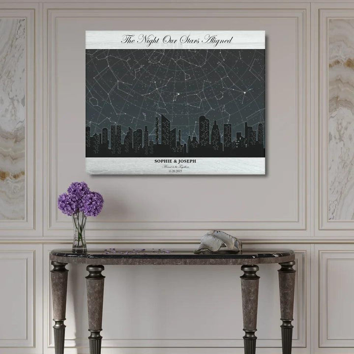 Custom Wall Art - Grey Cityscape Star Map - ARTFULANE