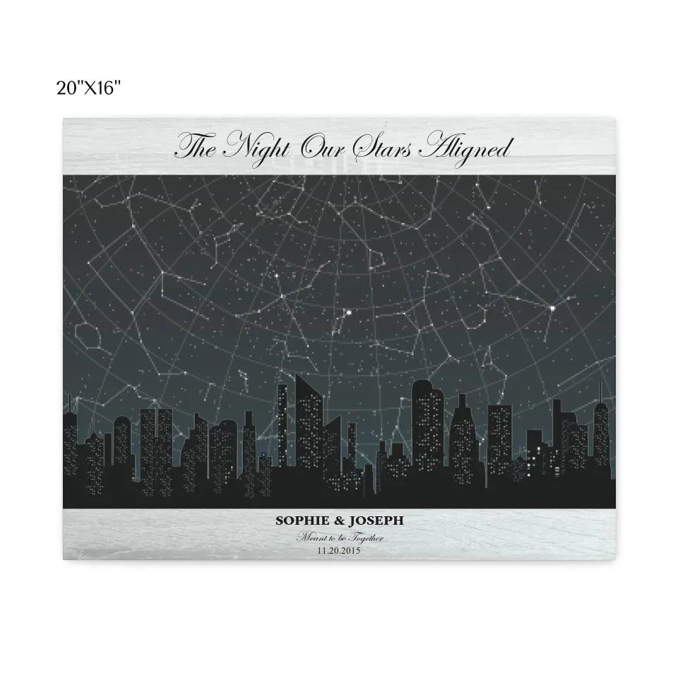 Custom Wall Art - Grey Cityscape Star Map - ARTFULANE