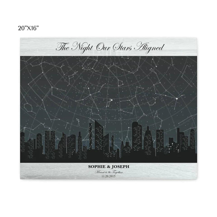 Custom Wall Art - Grey Cityscape Star Map - ARTFULANE