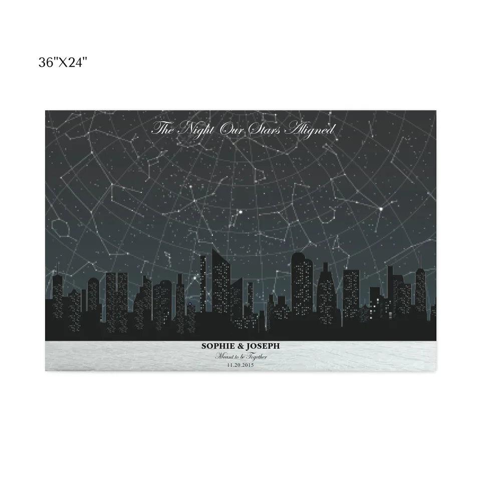 Custom Wall Art - Grey Cityscape Star Map - ARTFULANE